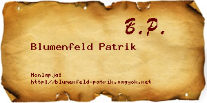 Blumenfeld Patrik névjegykártya